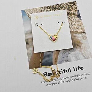 Kendra Scott Gold Necklace with Vibrant Heart Pendant